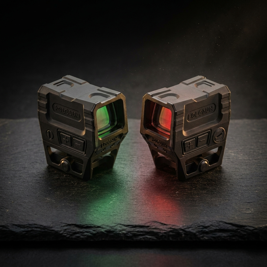 Green vs red dot sights – Holosun AEMS green and red reticle comparison
