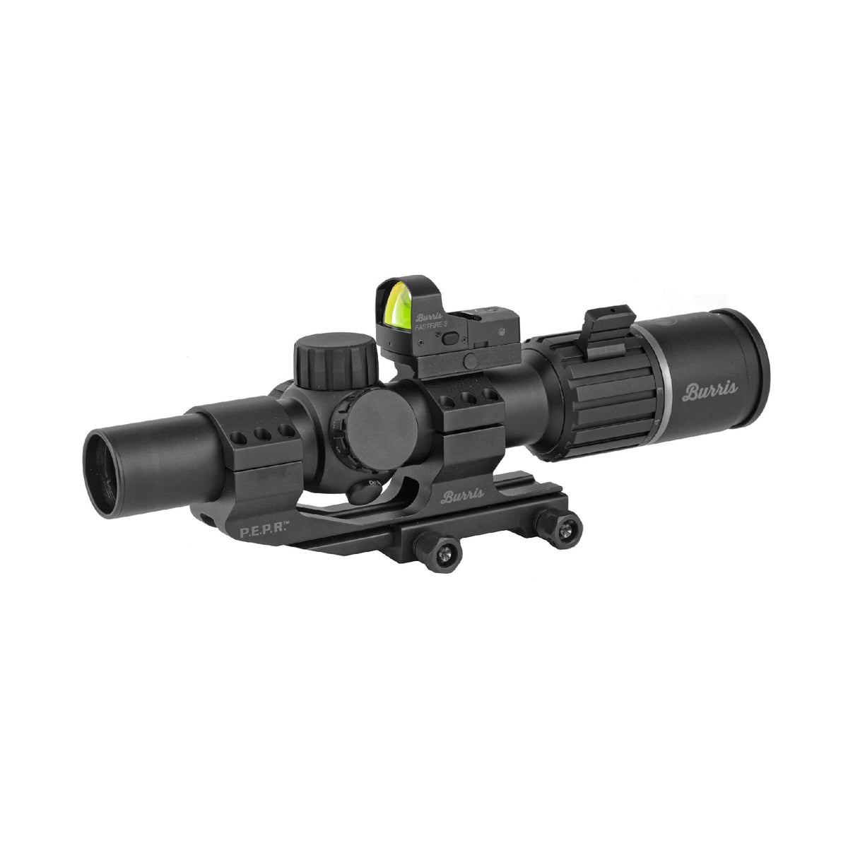 Burris RT-6 1-6x24 LPVO rifle scope with the illuminated Ballistic AR reticle and matching red dot sight