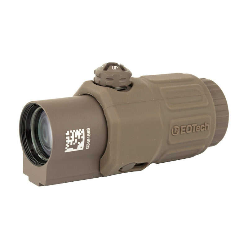 EOTech G33 3x magnifier supplied without a mount in Tan for use behind an EOTech holographic weapon sight