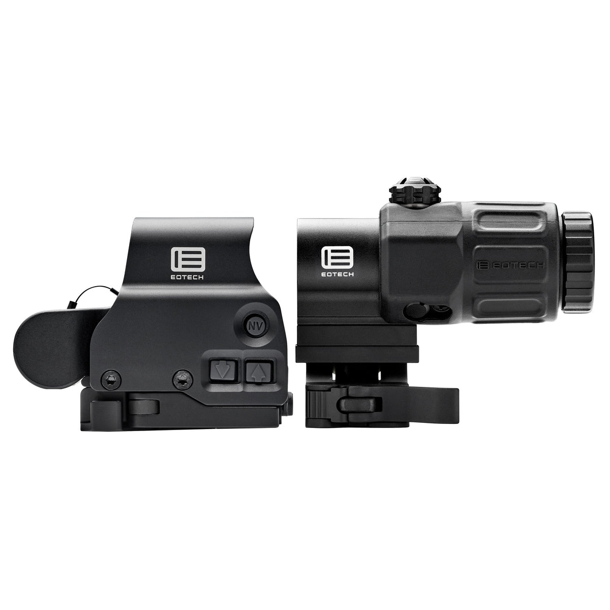 EOTech HHS VIII holographic hybrid sight system in black, pairing an EXPS3-0 sight with a G33 3x magnifier on a flip-to-side quick-detach mount