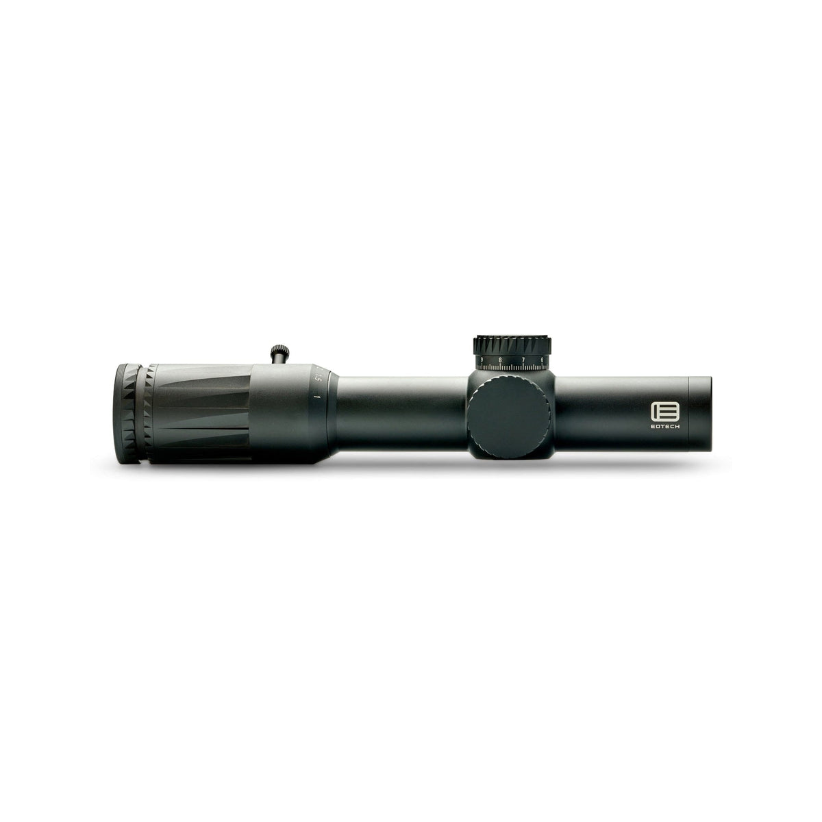 EOTech Vudu 1-10x28 daylight bright SR5 MRAD rifle scope in matte black with the reticle in the first focal plane