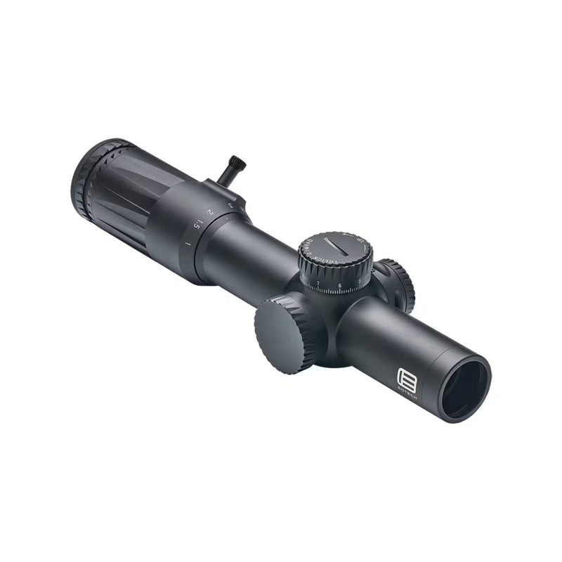 EOTech Vudu 1-10x28 illuminated LE5 MRAD LPVO rifle scope in matte black with the reticle in the first focal plane