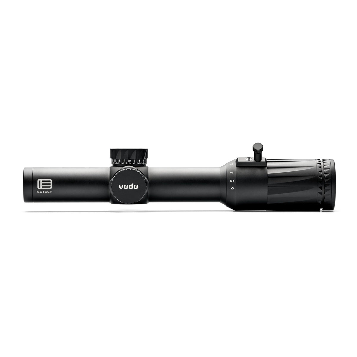 EOTech Vudu 1-6x24 FFP LPVO rifle scope in black, SR2 7.62 BDC reticle, part number VUDU1-6FFPSR2