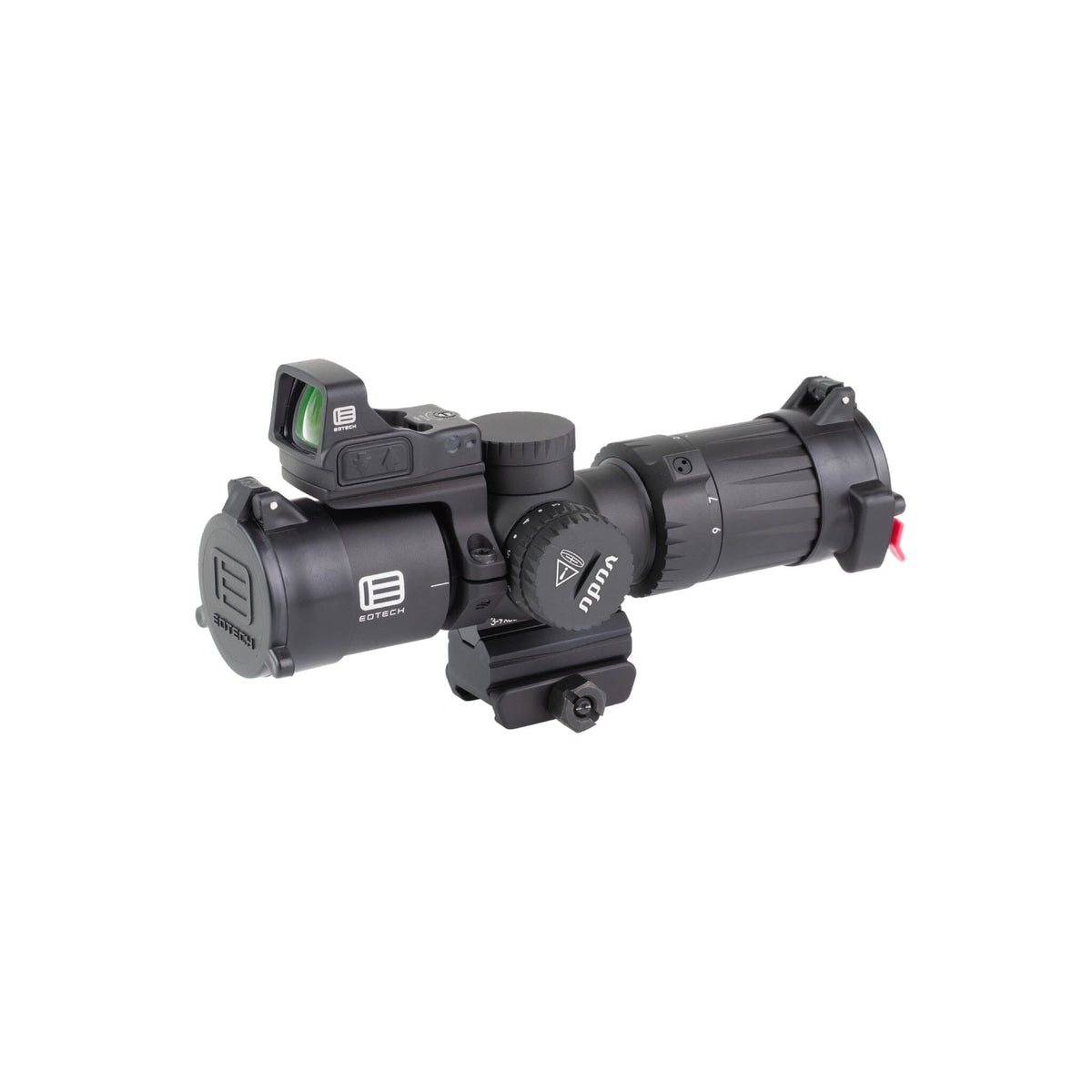EOTech Vudu 3-9x32 MR5 MRAD rifle scope with EFLX red dot in matte black with the reticle in the second focal plane