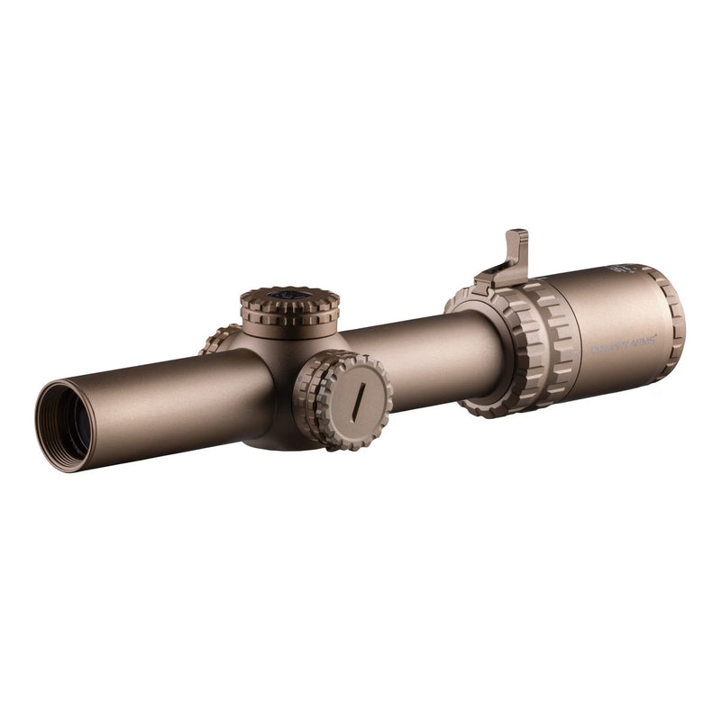 Primary Arms SLx 1-6x24 Gen IV LPVO with a red illuminated ACSS Nova Fibre Wire reticle, Flat Dark Earth finish