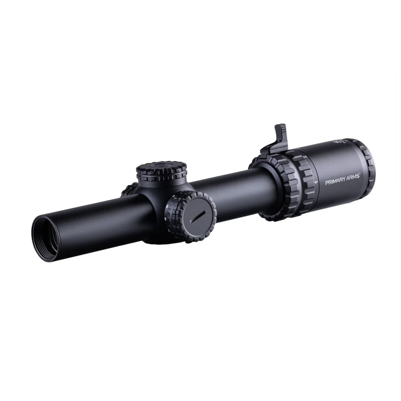 Primary Arms SLx 1-6x24 Gen IV LPVO with a green illuminated ACSS Nova Fibre Wire reticle, matte black finish