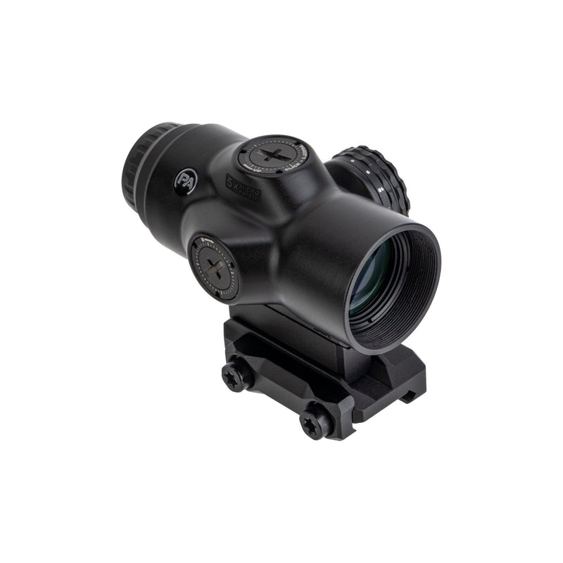 Primary Arms SLx 5X MicroPrism scope with a red illuminated ACSS Aurora MIL reticle