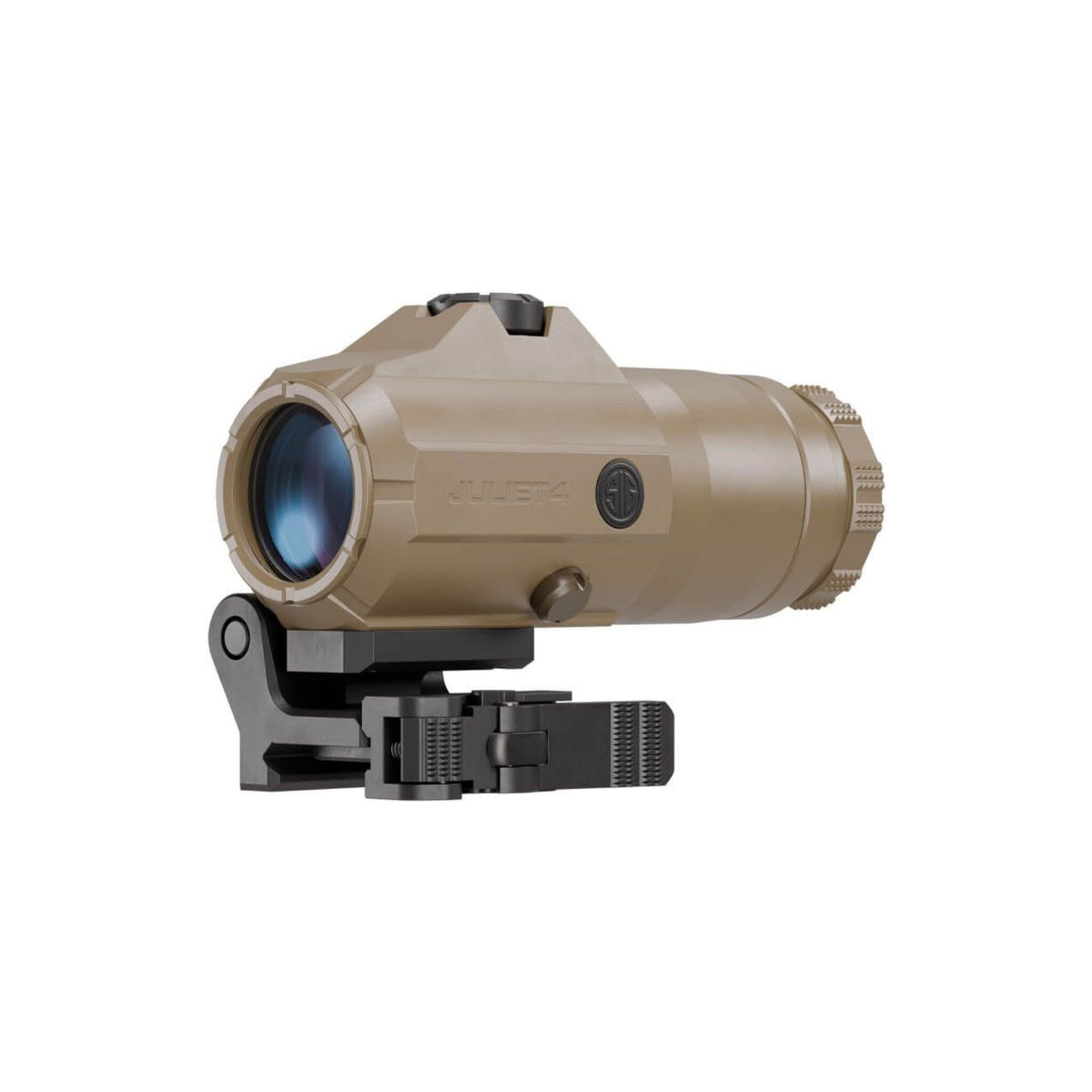 SIG Sauer JULIET4 4x magnifier in Flat Dark Earth with PowerCam quick-release mount