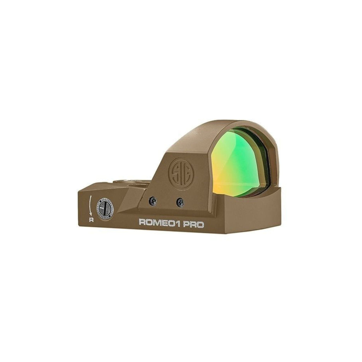 SIG Sauer ROMEO1PRO reflex red dot sight with a 6 MOA dot in Flat Dark Earth
