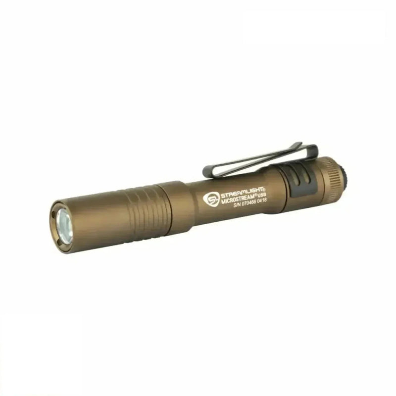 Streamlight MicroStream USB EDC flashlight in coyote with 250 lumens and a 50-lumen low mode