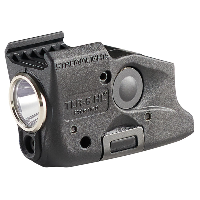 Streamlight TLR-6 HL G weapon light with green laser in a single three-quarter view against white