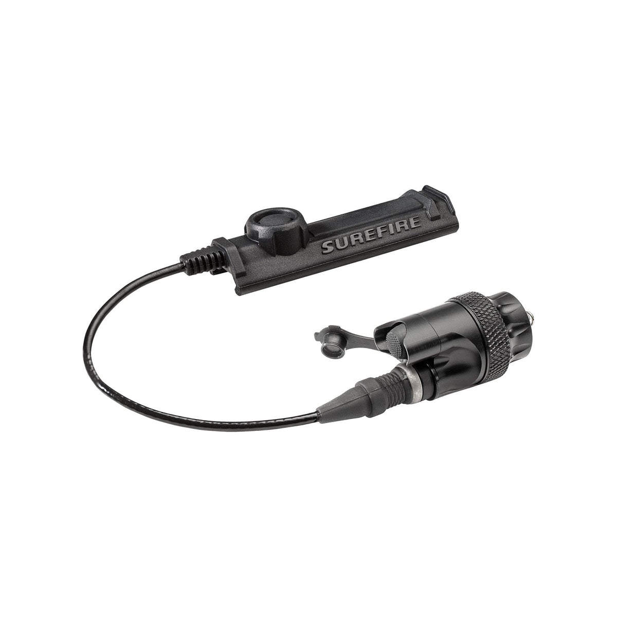 SureFire DS-SR07 Scout Light dual switch assembly in black combining a tailcap click switch with a remote tape pad
