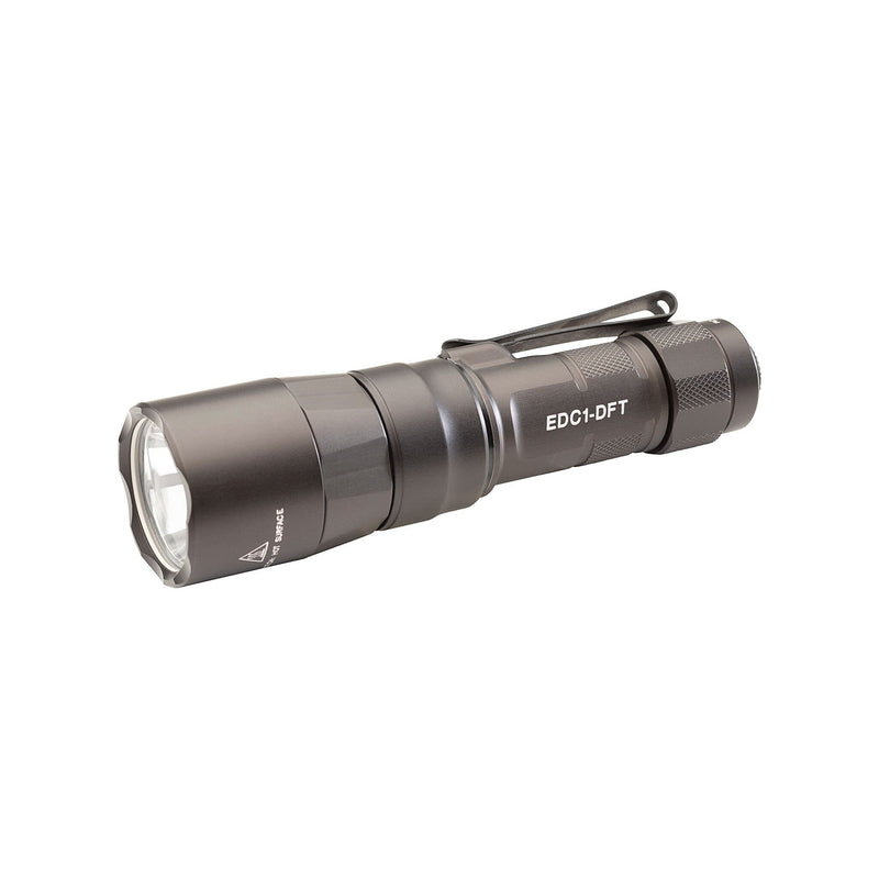 SureFire EDC1-DFT Turbo Dual Fuel tactical flashlight producing 650 lumens in a hard anodised finish